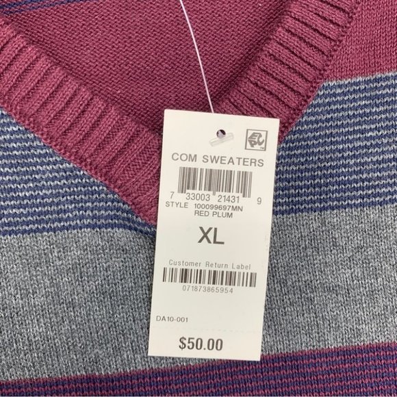 Club Room Men's Stripe V-Neck Sweater size XL - Picture 3 of 9